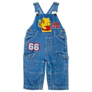 Vintage Winnie the Pooh Football Appliqué Carpenter Denim Overalls Outfit 12m